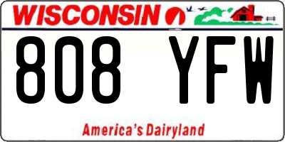 WI license plate 808YFW