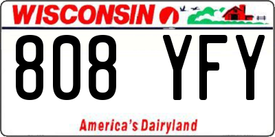 WI license plate 808YFY