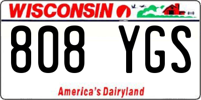 WI license plate 808YGS