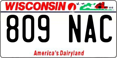 WI license plate 809NAC