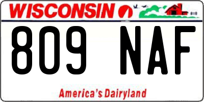 WI license plate 809NAF