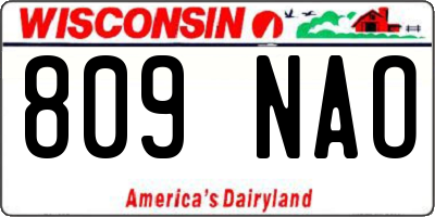 WI license plate 809NAO