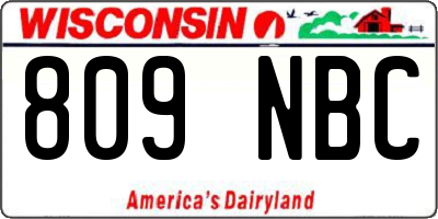 WI license plate 809NBC