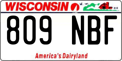 WI license plate 809NBF