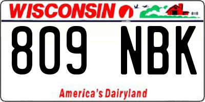WI license plate 809NBK