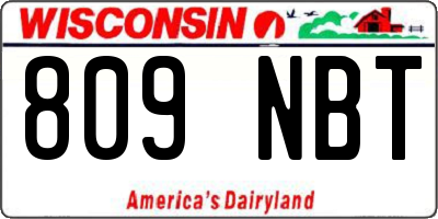 WI license plate 809NBT