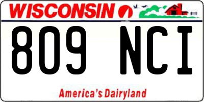 WI license plate 809NCI