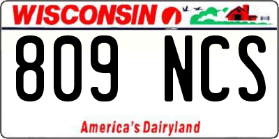 WI license plate 809NCS