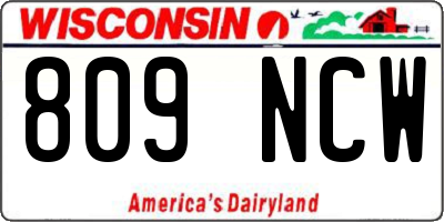 WI license plate 809NCW