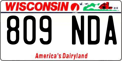 WI license plate 809NDA