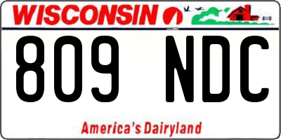 WI license plate 809NDC