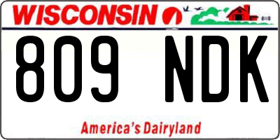 WI license plate 809NDK