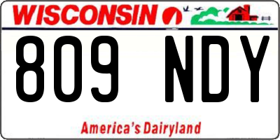 WI license plate 809NDY