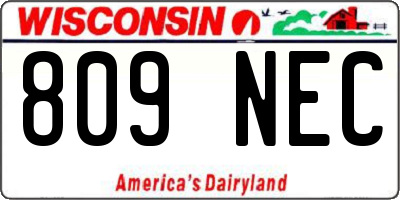 WI license plate 809NEC