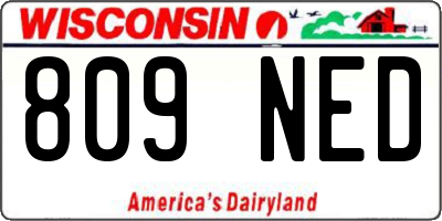 WI license plate 809NED