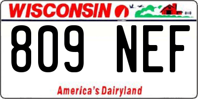 WI license plate 809NEF