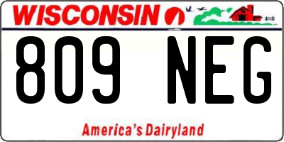 WI license plate 809NEG