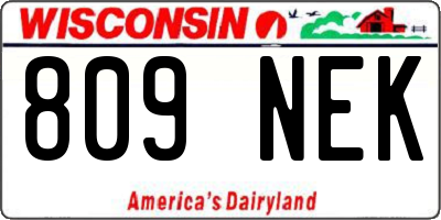 WI license plate 809NEK