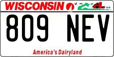 WI license plate 809NEV