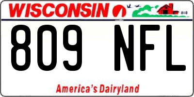 WI license plate 809NFL