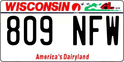 WI license plate 809NFW