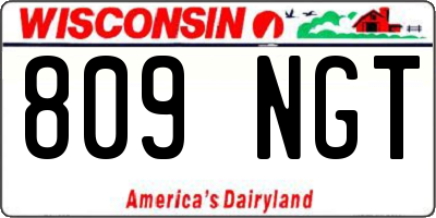 WI license plate 809NGT