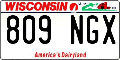 WI license plate 809NGX