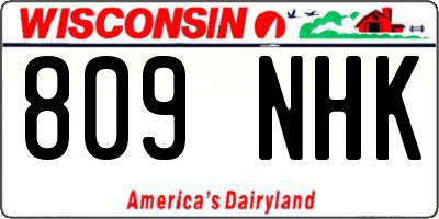 WI license plate 809NHK
