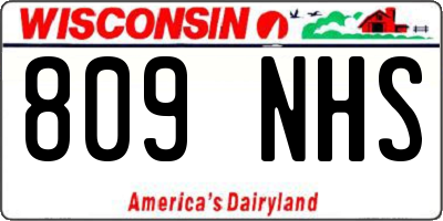 WI license plate 809NHS