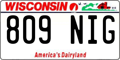 WI license plate 809NIG