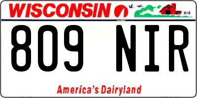 WI license plate 809NIR