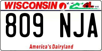 WI license plate 809NJA