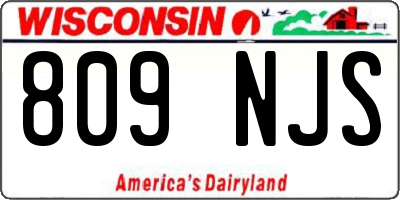 WI license plate 809NJS