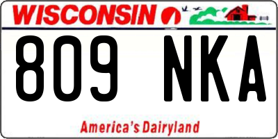 WI license plate 809NKA