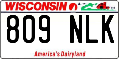 WI license plate 809NLK