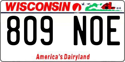 WI license plate 809NOE