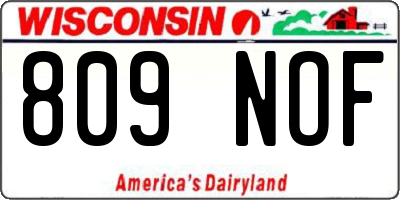 WI license plate 809NOF