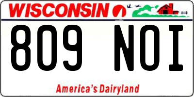 WI license plate 809NOI