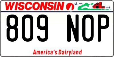WI license plate 809NOP