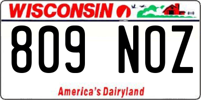 WI license plate 809NOZ