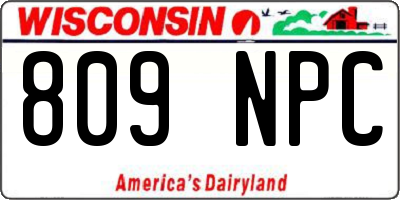 WI license plate 809NPC
