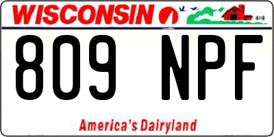 WI license plate 809NPF