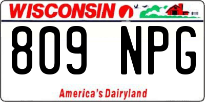 WI license plate 809NPG