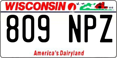 WI license plate 809NPZ