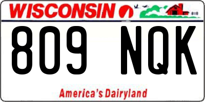 WI license plate 809NQK