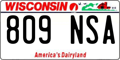 WI license plate 809NSA