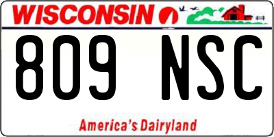 WI license plate 809NSC