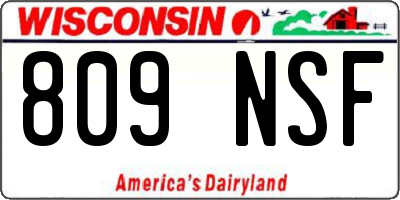 WI license plate 809NSF
