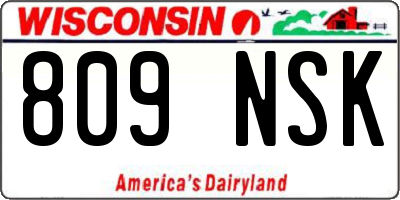 WI license plate 809NSK