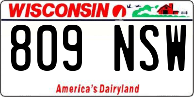 WI license plate 809NSW